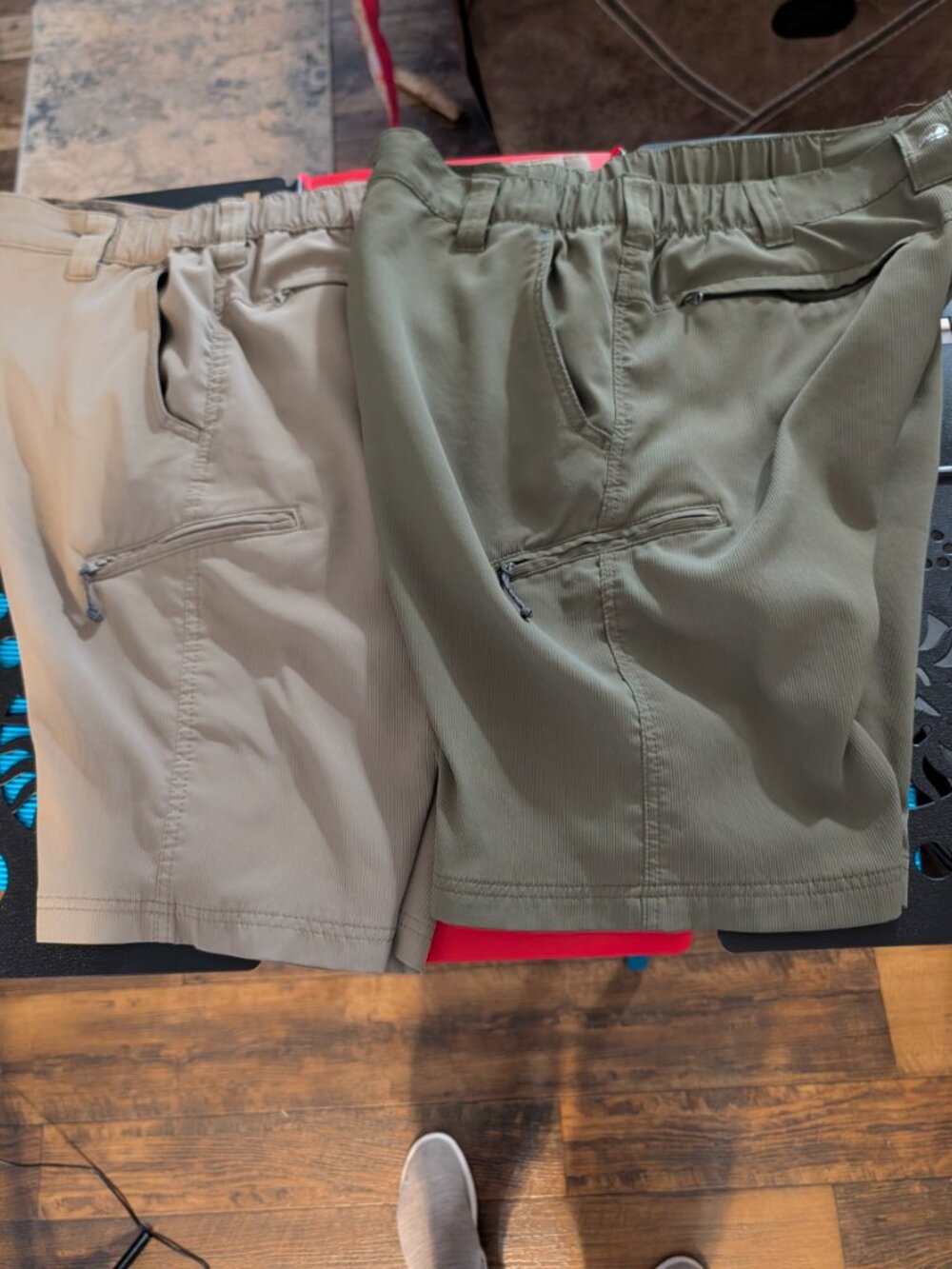 Two (2) Wrangler Men's Cargo Shorts Size 36 Brown Poly Utility Hiking Fishing